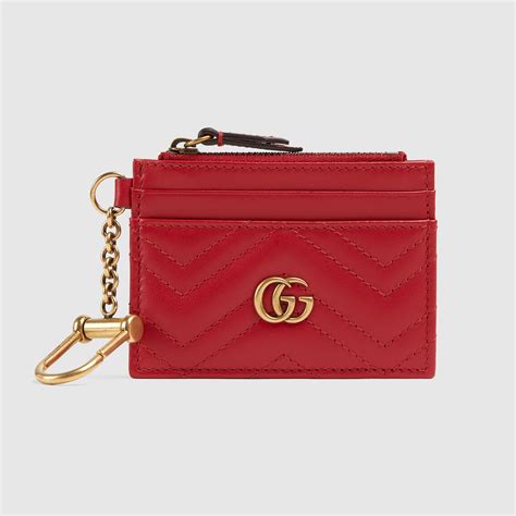 red card holder gucci|Gucci card holder with keychain.